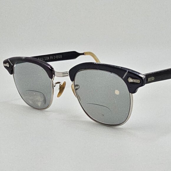 Shuron 1/10 12K G.F. Black White Gold Horn Rimmed Aluminum Eyeglasses Frame 44mm - Picture 1 of 16